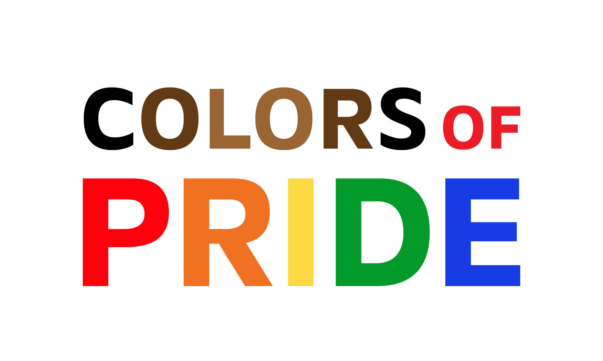 Colors of Pride logo in shades of brown and also rainbow lettering